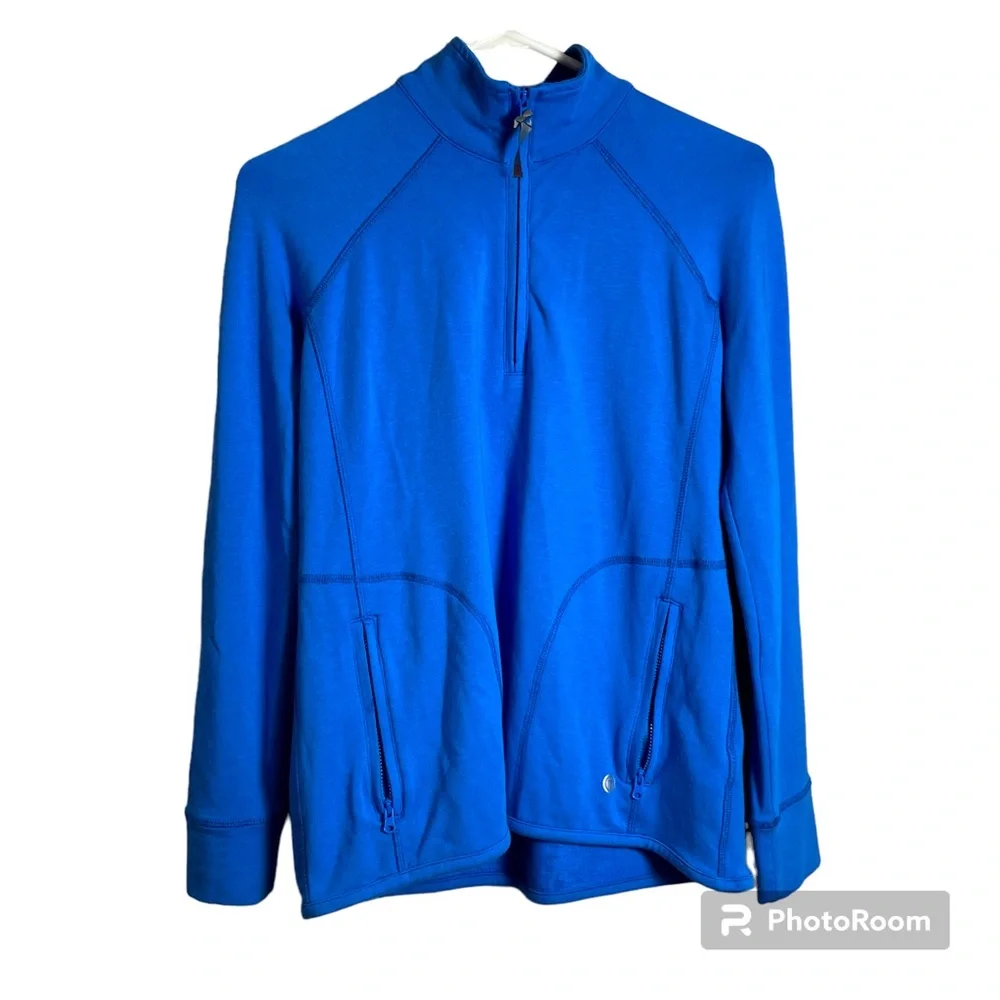 Talbots Pima Cotton Micro Modal Jogger Sport Zip Pocket Jacket Women's Blue Sp